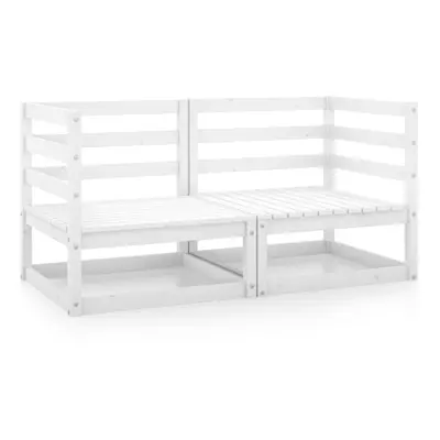 vidaXL 2x Solid Pinewood Garden Corner Sofas White Outdoor Seating Furniture