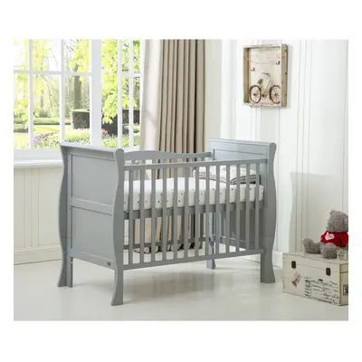 (Grey) MCCÂ® BABY BED Solid Wooden Cot bed Savannah Sleigh Cotbed & Water Repellent Mattress