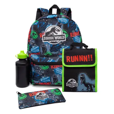 Jurassic World Backpack Set Kids Piece School Lunch Box Water Bottle One Size