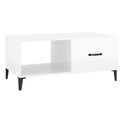 vidaXL Coffee Table High Gloss White Engineered Wood Centre Accent End Table