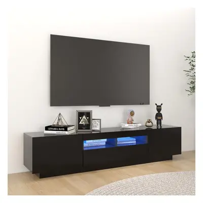 vidaXL TV Cabinet with LED Lights Black 180x35x40 cm TV Stand Hifi Cabinet Set