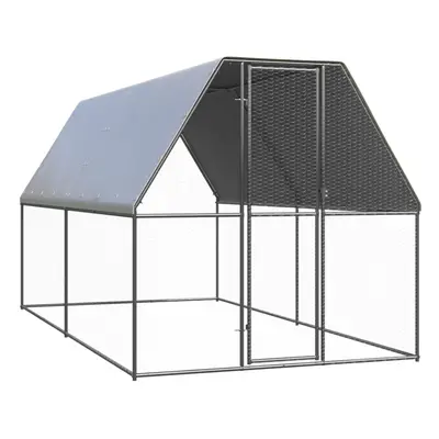 (2 x x m) vidaXL Outdoor Chicken Cage Galvanised Steel Hen House Chicken Run Multi Sizes