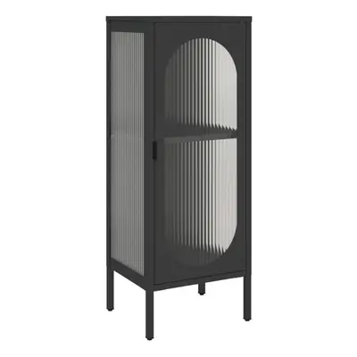 vidaXL Sideboard Storage Cabinet Cupboard Side Cabinet Black Glass and Steel