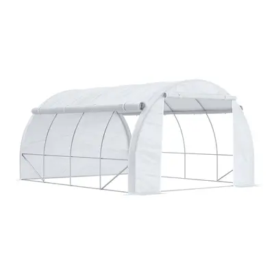 Outsunny x x m Polytunnel Greenhouse Pollytunnel Tent w/ Steel Frame White