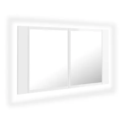 vidaXL LED Bathroom Mirror Cabinet High Gloss White 80x12x45 cm Acrylic Mirror