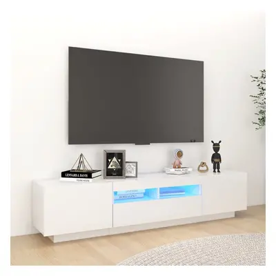 vidaXL TV Cabinet with LED Lights High Gloss White 180x35x40 cm TV Stand Set