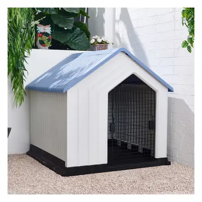 Plastic Dog Kennel Pet House Weatherproof Animal Shelter + Door Indoor Outdoor