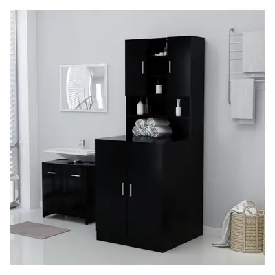 vidaXL Washing Machine Cabinet Black Indoor Bathroom Cupboard Storage Rack