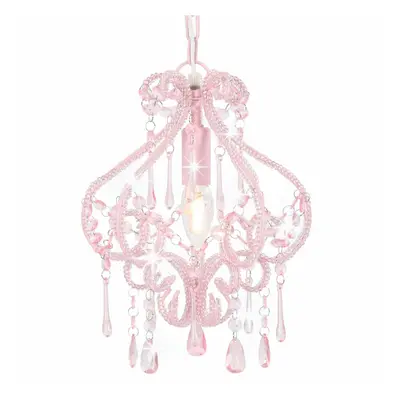 vidaXL Ceiling Lamp with Beads Pink Round E14 Hanging Lamp Living Room Light