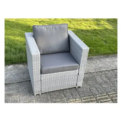 Fimous Light Grey Rattan Single Chair Patio Outdoor Garden Furniture With Thick Seat And Back Cu