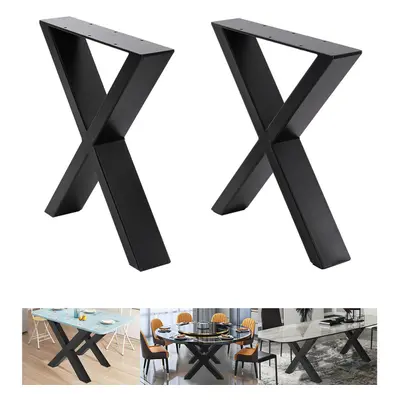 Set of Black Industrial Heavy Duty X Shape Metal Table Legs 40cm