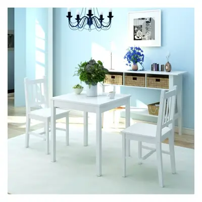 3 Piece Dining Table and Chairs Set Kitchen Home Furniture Pinewood White