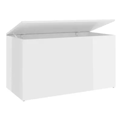 vidaXL Storage Chest High Gloss White Engineered Wood Cabinet Container Box