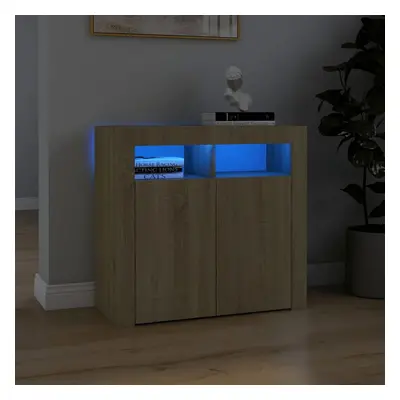 vidaXL Sideboard with LED Lights Sonoma Oak Home Living Room Storage Cabinet