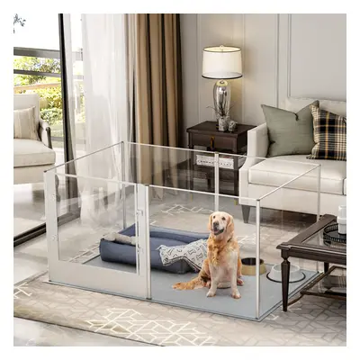 6 Panels Indoor Pet Clear Acrylic Play Pen Whelping Box 80cm Tall