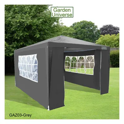 Gazebo x 4m By Garden Universe Steel Frame Marquee Canopy Party Tent Grey