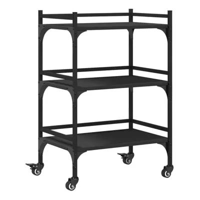 vidaXL Kitchen Trolley Rolling Cart Storage Cart Trolley Black Engineered Wood