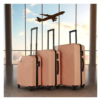 (Rose gold ) Neo Piece Hard Shell Luggage Suitcase Set ABS Expandable Handle Lightweight Durable