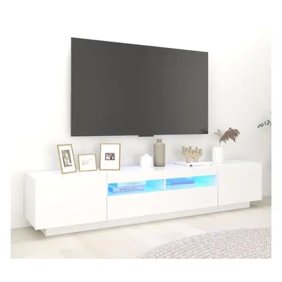 vidaXL TV Cabinet with LED Lights White 200x35x40 cm TV Stand Hifi Cabinet Set