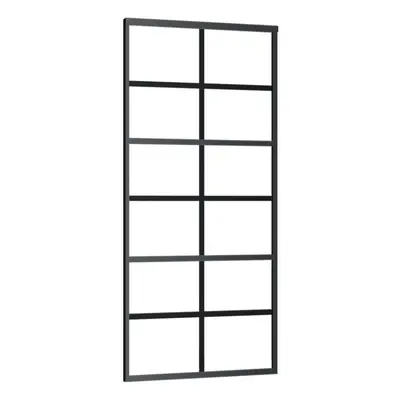 vidaXL Sliding Door Barn Door Sliding Door Panel ESG Glass and Aluminium Black