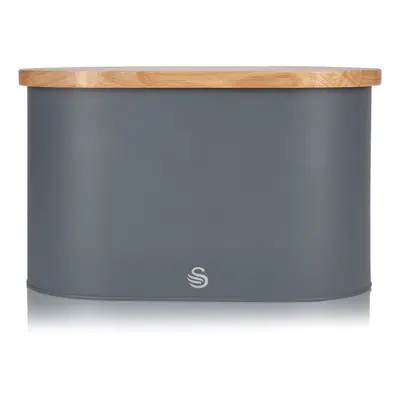 (Grey) Swan Nordic Oval Bread Bin with Cutting Board Lid