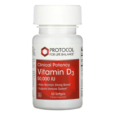 Protocol for Life Balance, Vitamin D3, Clinical Potency, 50,000 IU, Softgels