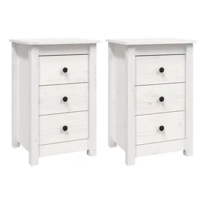 (white, 2) vidaXL 1/2x Solid Wood Pine Bedside Cabinet Side Table Cabinet Multi Colours