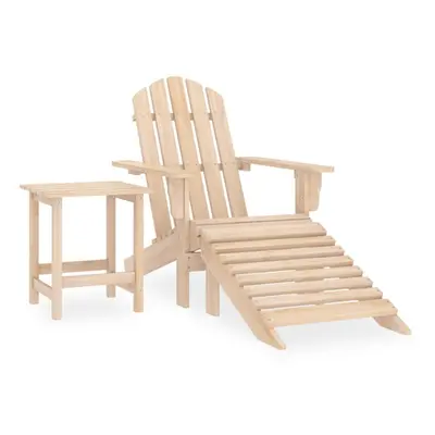 vidaXL Solid Fir Wood Garden Adirondack Chair with Ottoman and Table Armchair