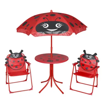 vidaXL Piece Kids' Garden Furniture Set Red Outdoor Table Chair Umbrella