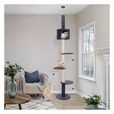 Floor to Ceiling Cat Tree Tower Climbing Activity Center w/Condo Blue