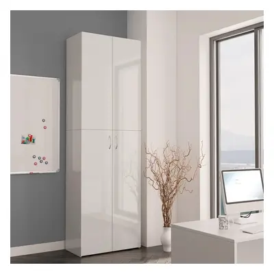 vidaXL Office Cabinet High Gloss White Engineered Wood Folder Organiser Unit