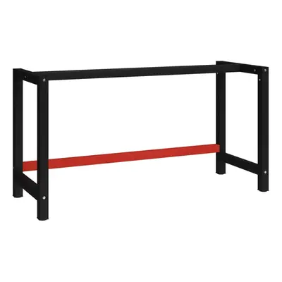 vidaXL Work Bench Frame Metal 150x57x79 cm Black and Red Heavy Duty Furniture