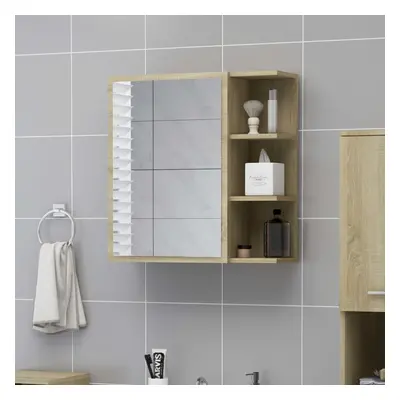 vidaXL Bathroom Mirror Cabinet Sonoma Oak Engineered Wood Home Storage Rack