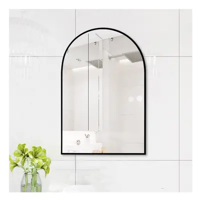 (50*70cm) Black Aluminum Alloy Frame Arched Bathroom Wall Mirror