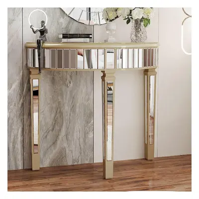 Half-Moon Mirrored Tall Decorative Console Table Semi Sofa Table