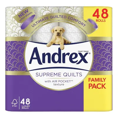 Andrex Toilet Roll Supreme Quilts Fragrance-Free Ply Toilet Paper, Rolls