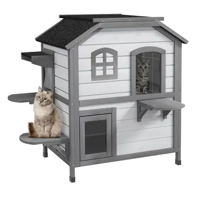 PawHut Kitten Condo with Openable Roof, Catio Enclosure Furniture, White