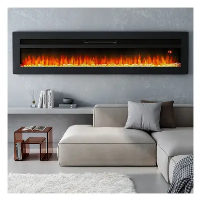 (Black 70inch) Living And Home LED Electric Wall Fireplace | Flame Colours with Freestanding Leg