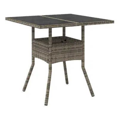 (grey, glass) vidaXL Garden Table with Top Outdoor Table Balcony Dining Table Poly Rattan