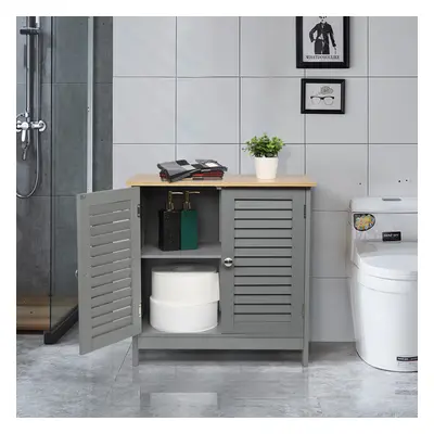 Bathroom Storage MDF Cabinet Shelf Cupboard Unit Free Standing Furniture