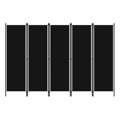 vidaXL 5-Panel Room Divider Black 250x180 cm Wall Partition Screen Separator