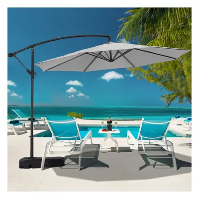 3M Large Outdoor Banana Cantilever Patio Parasol with Fillable Base on Wheels