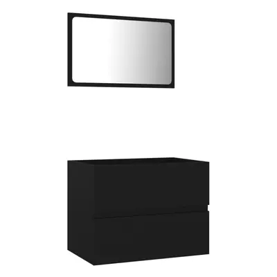 vidaXL Bathroom Furniture Set Piece Black Engineered Wood Storage Cupboard