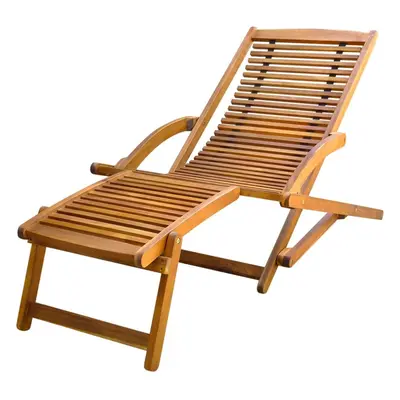 vidaXL Deck Chair with Footrest Acacia Wood Outdoor Garden Recliner Sunlounger