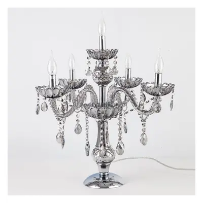 Genuine K9 GREY Crystal Silver Chrome Chandelier Arms Table Lamp