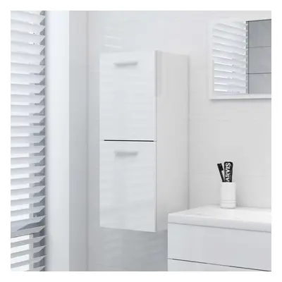 vidaXL Bathroom Cabinet High Gloss White Chipboard Wall Storage Washroom Rack