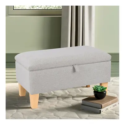 (Light Grey) Footstool Storage Box Unit Bench Chair Ottoman Pouffe Seat Foot Rest Stool