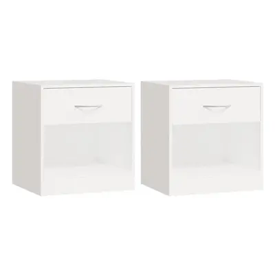 vidaXL 2x Bedside Cabinets with Drawer White Nightstand Chest Bedroom Table