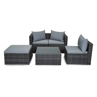 (Grey, Without Cover) EVRE Malaga Outdoor Rattan Furniture Set+ Cushions