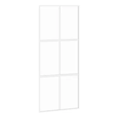 vidaXL Sliding Door Interior Barn Door White Tempered Glass and Aluminium